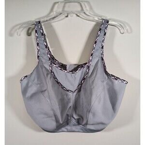Glamorise Full-Figure No-Bounce Gray Wireless Sports Bra 1066 Plus Size 46 DD